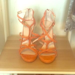 BCBG orange suede heels. Worn once.